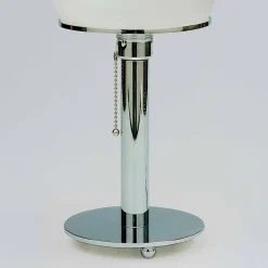 Lampada da Tavolo in Opalina con Struttura Cromata Made in Italy - Toronto