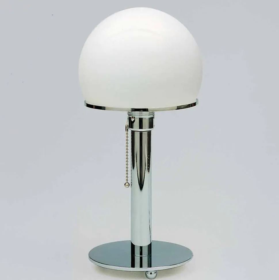 Lampada da Tavolo in Opalina con Struttura Cromata Made in Italy - Toronto