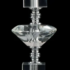 Lampada da tavolo in vetro trasparente e cristallo Ivy, made in Italy