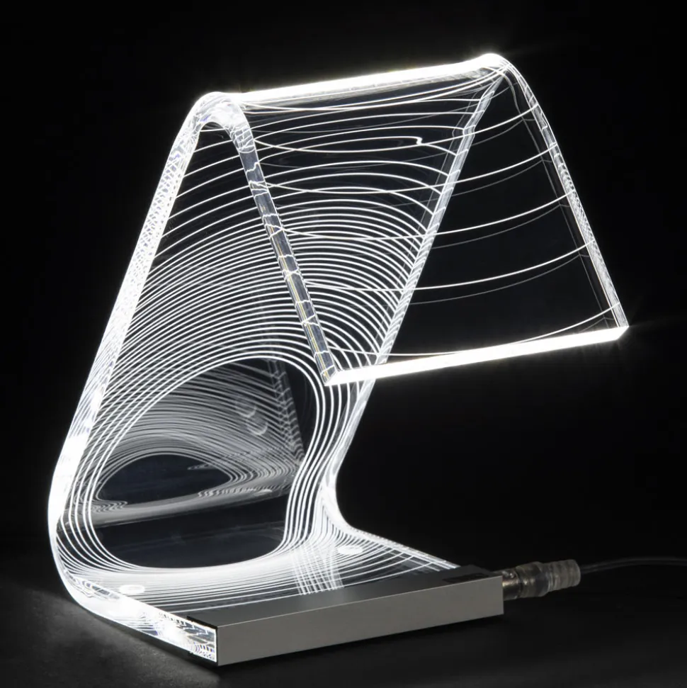 Lampada da Tavolo Led Cristallo Acrilico Piegato Decoro a Laser - Possett