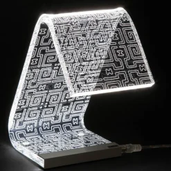Lampada da Tavolo Led Cristallo Acrilico Piegato Decoro a Laser - Possett