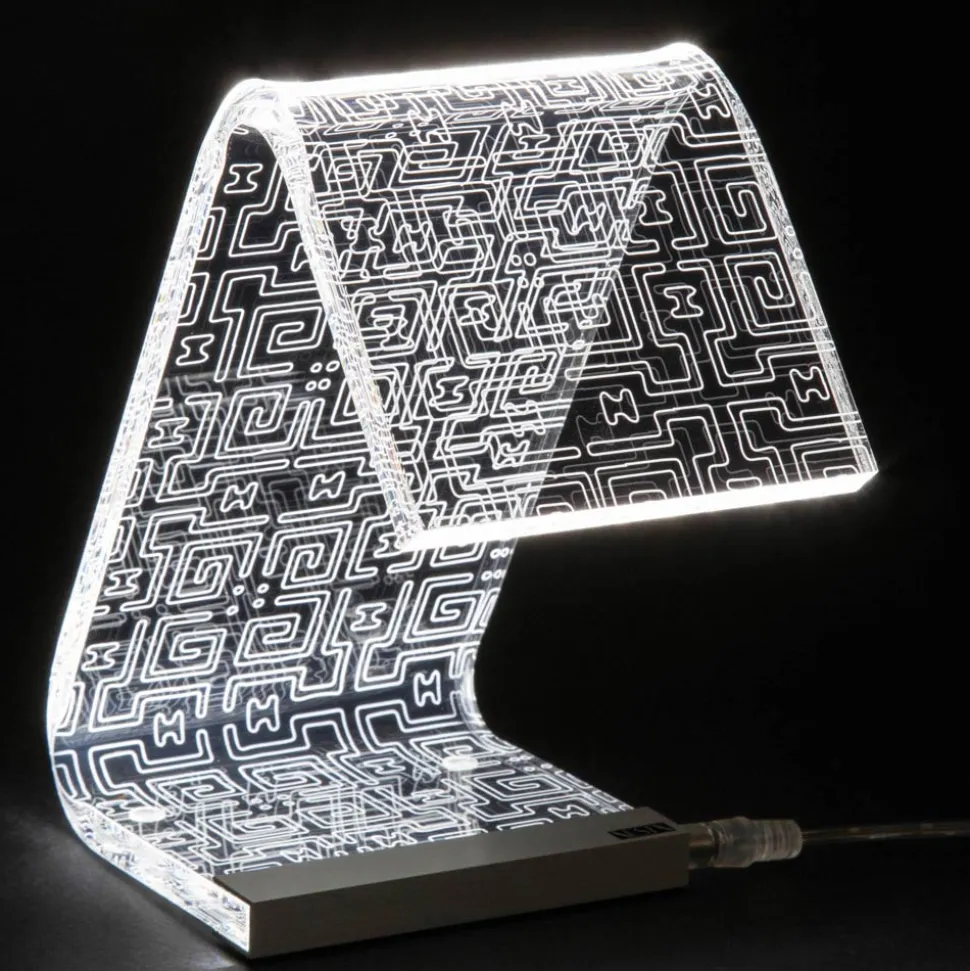 Lampada da Tavolo Led Cristallo Acrilico Piegato Decoro a Laser - Possett