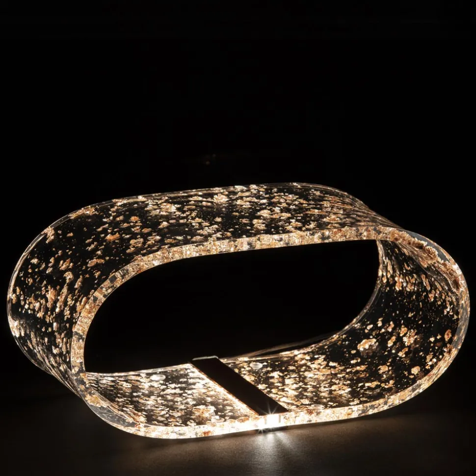 Lampada da Tavolo LED Cristallo Acrilico Foglia Oro, Argento, Rame - Gnassi