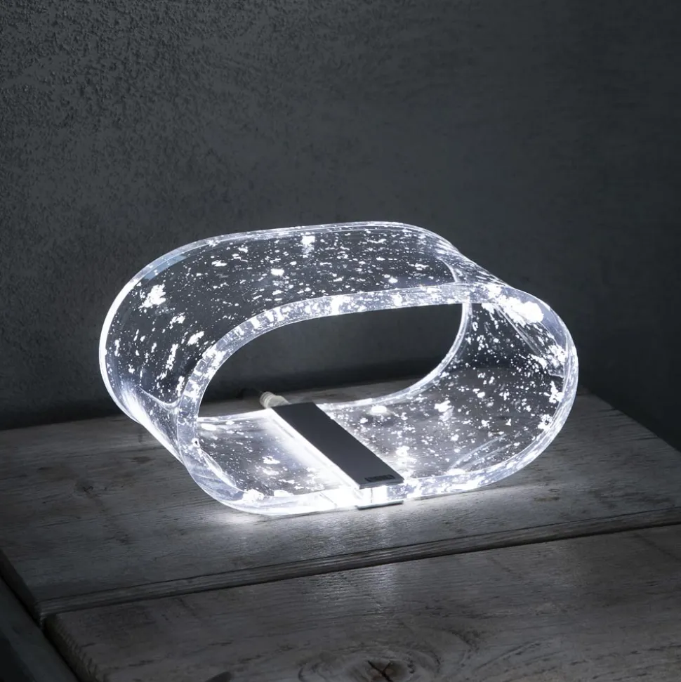 Lampada da Tavolo LED Cristallo Acrilico Foglia Oro, Argento, Rame - Gnassi