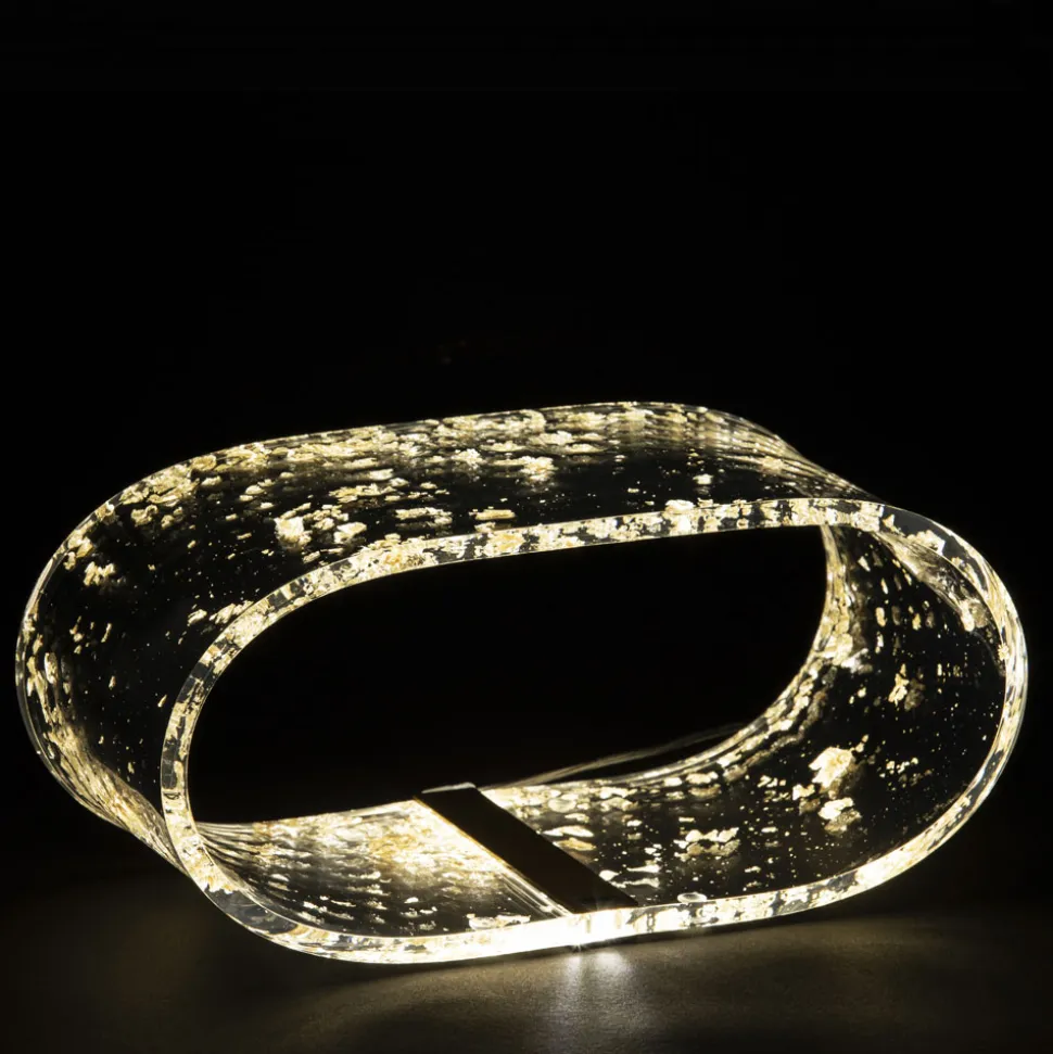 Lampada da Tavolo LED Cristallo Acrilico Foglia Oro, Argento, Rame - Gnassi