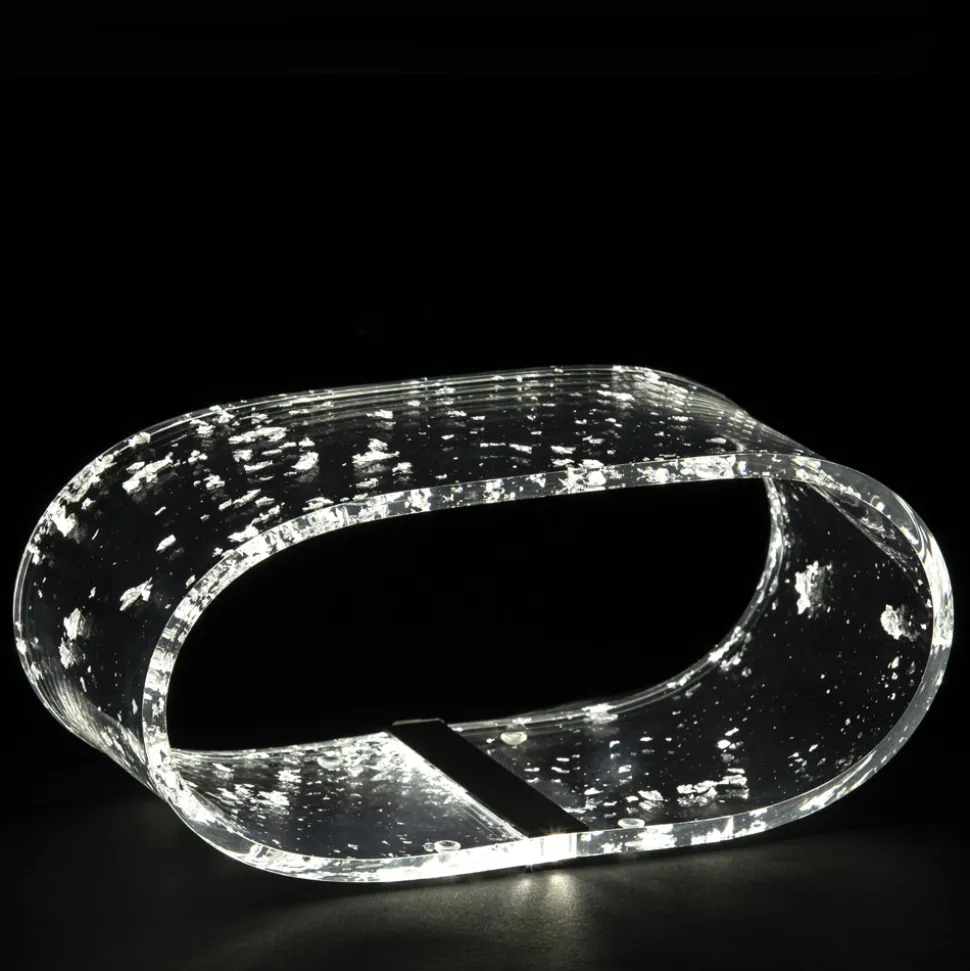 Lampada da Tavolo LED Cristallo Acrilico Foglia Oro, Argento, Rame - Gnassi