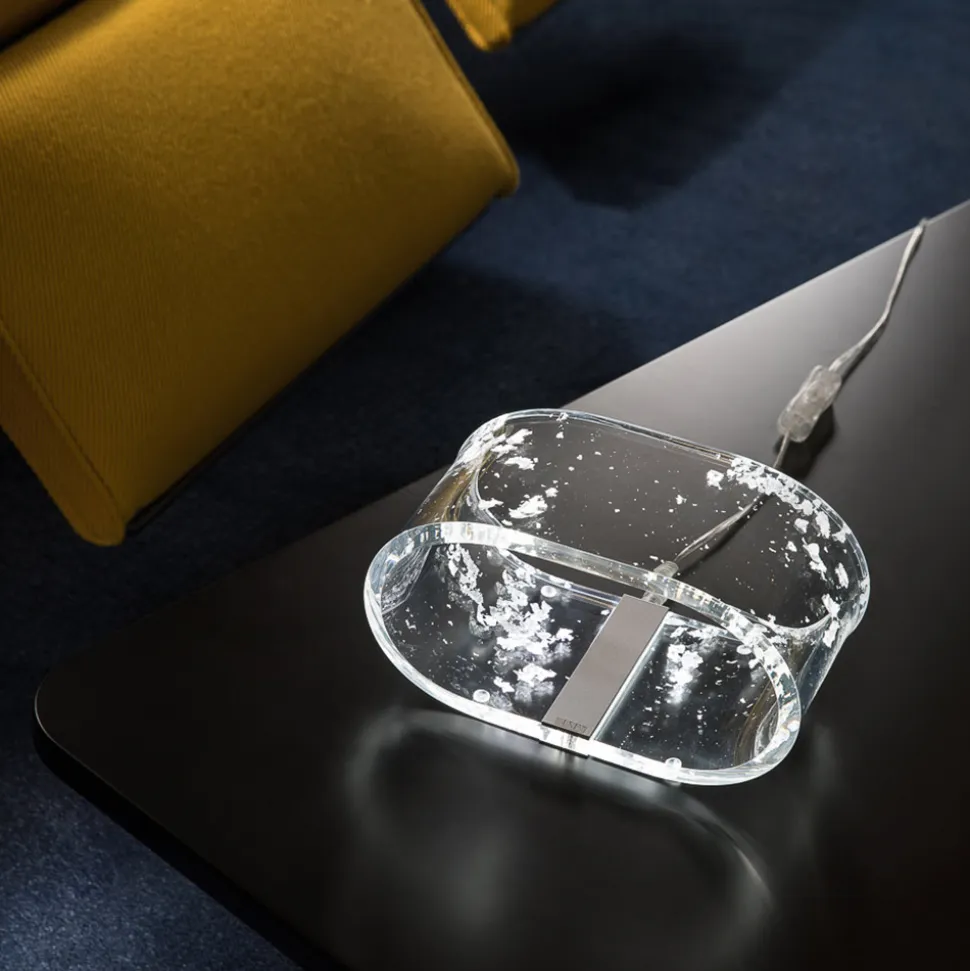 Lampada da Tavolo LED Cristallo Acrilico Foglia Oro, Argento, Rame - Gnassi