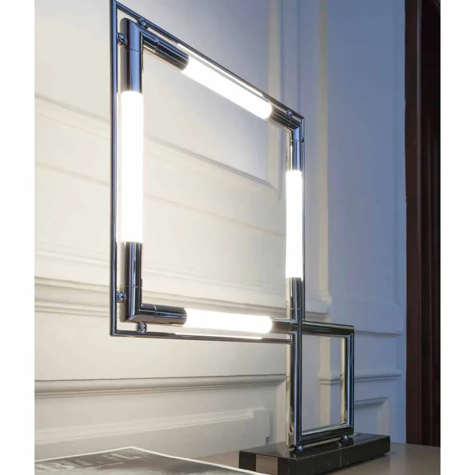 Lampada da Tavolo LED in Ottone con Base in Marmo Made in Italy - Quizza