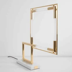 Lampada da Tavolo LED in Ottone con Base in Marmo Made in Italy - Quizza