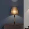 Lampada da Tavolo Moderna in Metallo, Legno e Organza Made in Italy - Boom