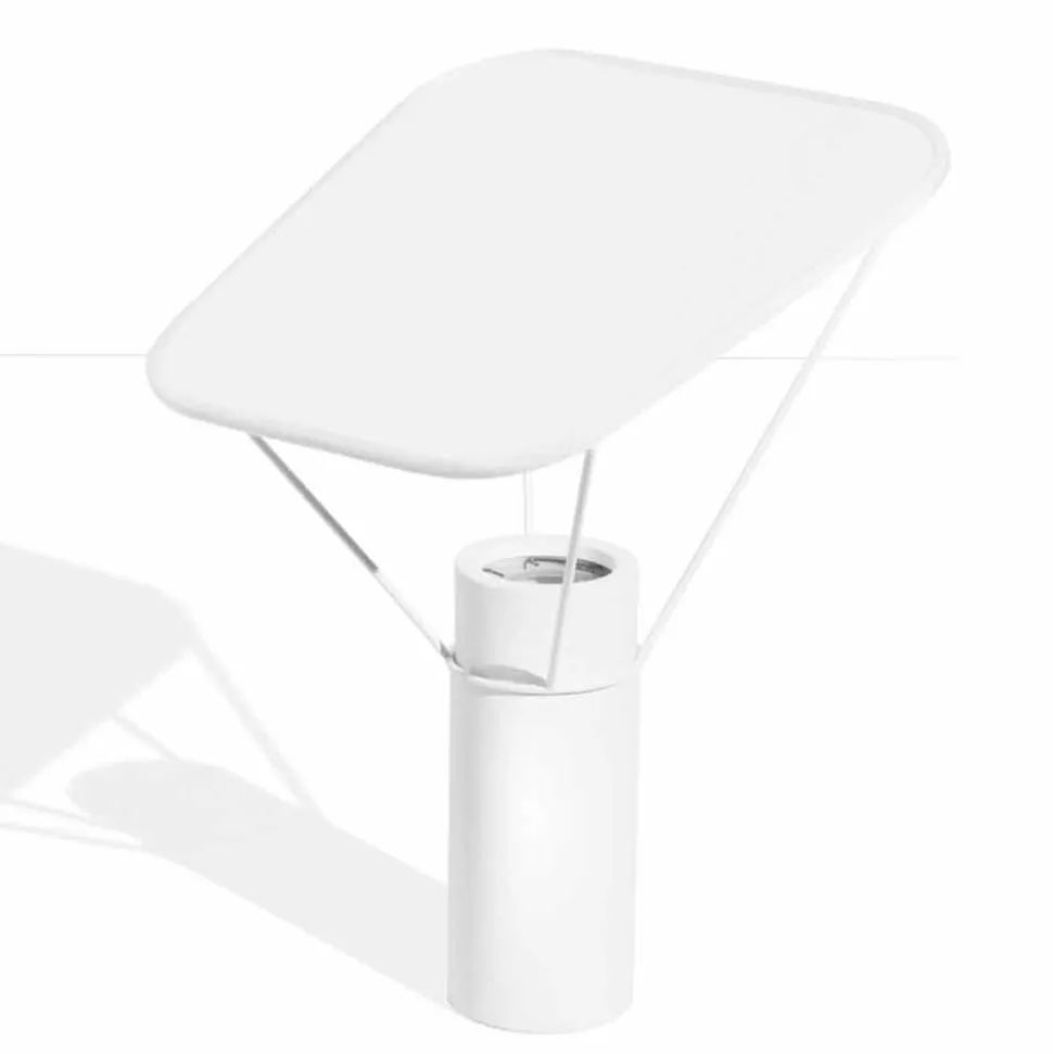 Lampada da Tavolo Moderna in Resina e Cotone Bianco Made in Italy - Fiera