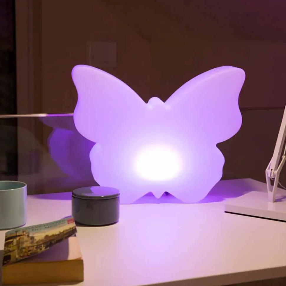 Lampada da Tavolo o Terra per Esterni o Interni, Farfalla Bianca - Farfallastar