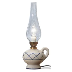 Lampada da tavolo rustica in ceramica decorata a mano Ferroluce