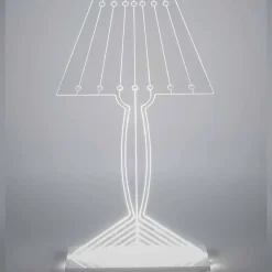 Lampada da tavolo sagomata, luce LED in plexiglass Ferla