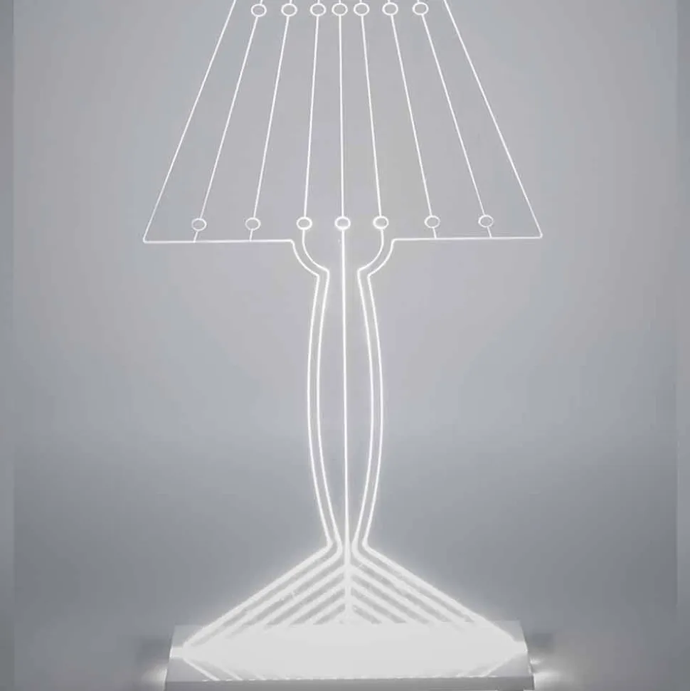 Lampada da tavolo sagomata, luce LED in plexiglass Ferla