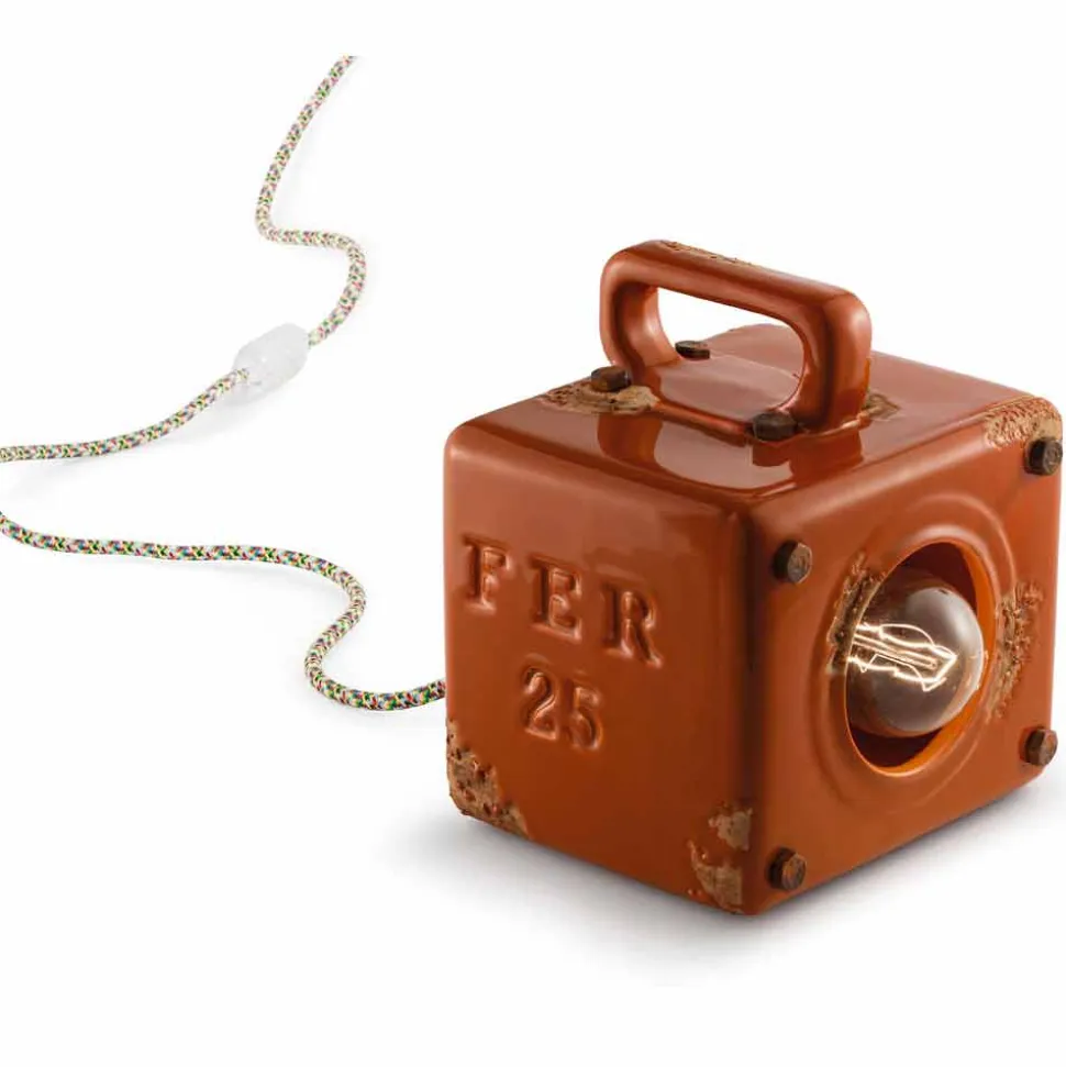 Lampada da tavolo stile industriale in ceramica e ferro Valerie