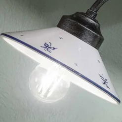 Lampada da Tavolo Stile Vintage in Ceramica Dipinta a Mano e Ferro - Asti