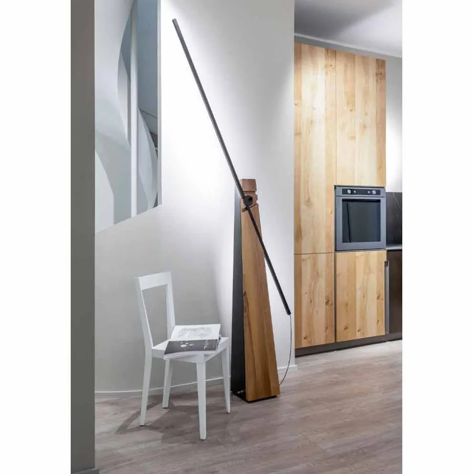 Lampada da Terra a Luce LED in Rovere Massello Made in Italy, Pregiata - Calisto