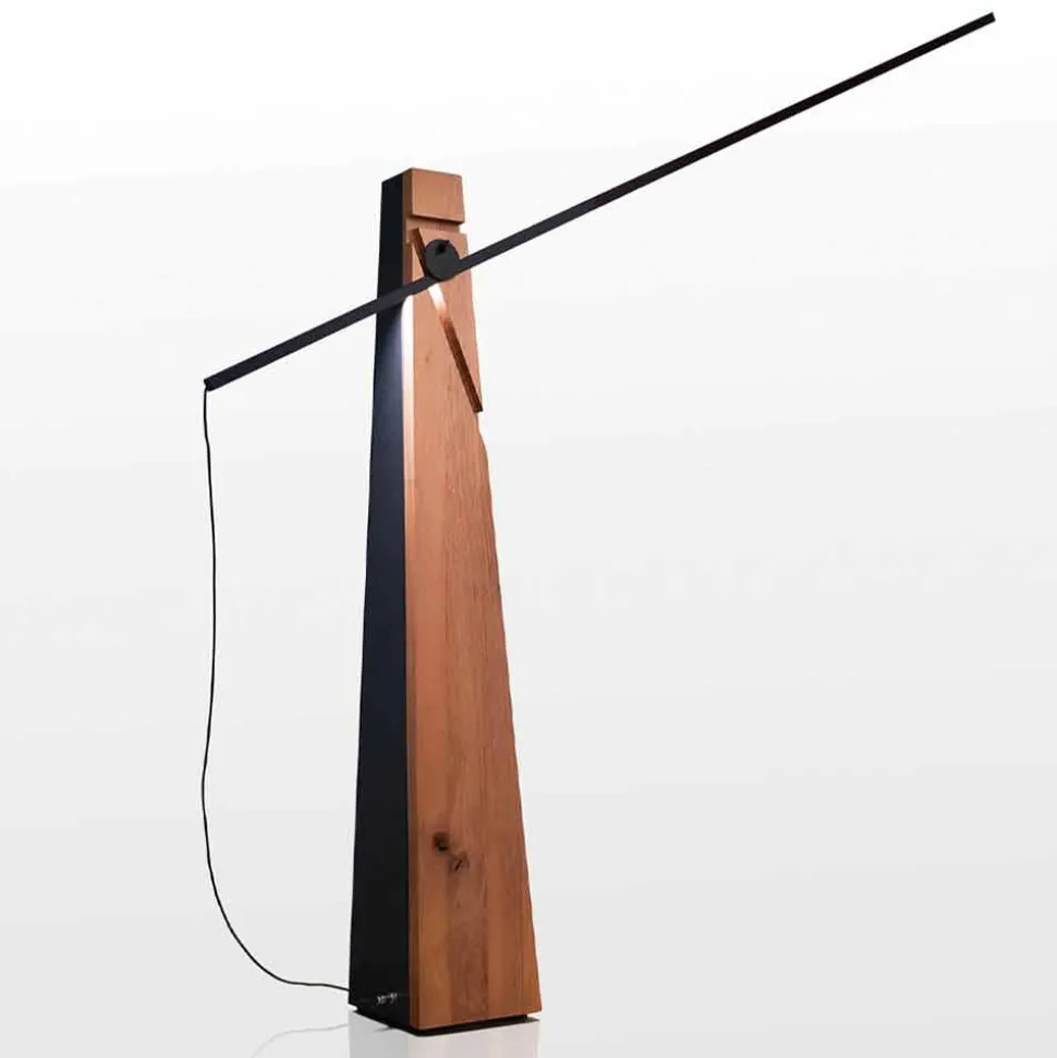 Lampada da Terra a Luce LED in Rovere Massello Made in Italy, Pregiata - Calisto
