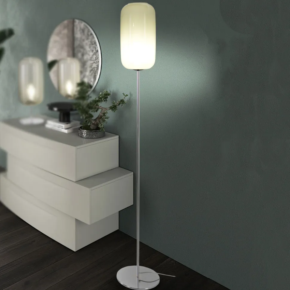 Lampada da Terra Artigianale in Vetro Veneziano Soffiato a Mano - Bambù