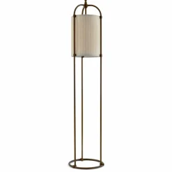 Lampada da terra classica Huà Hikà Aldo Bernardi in ottone e tessuto