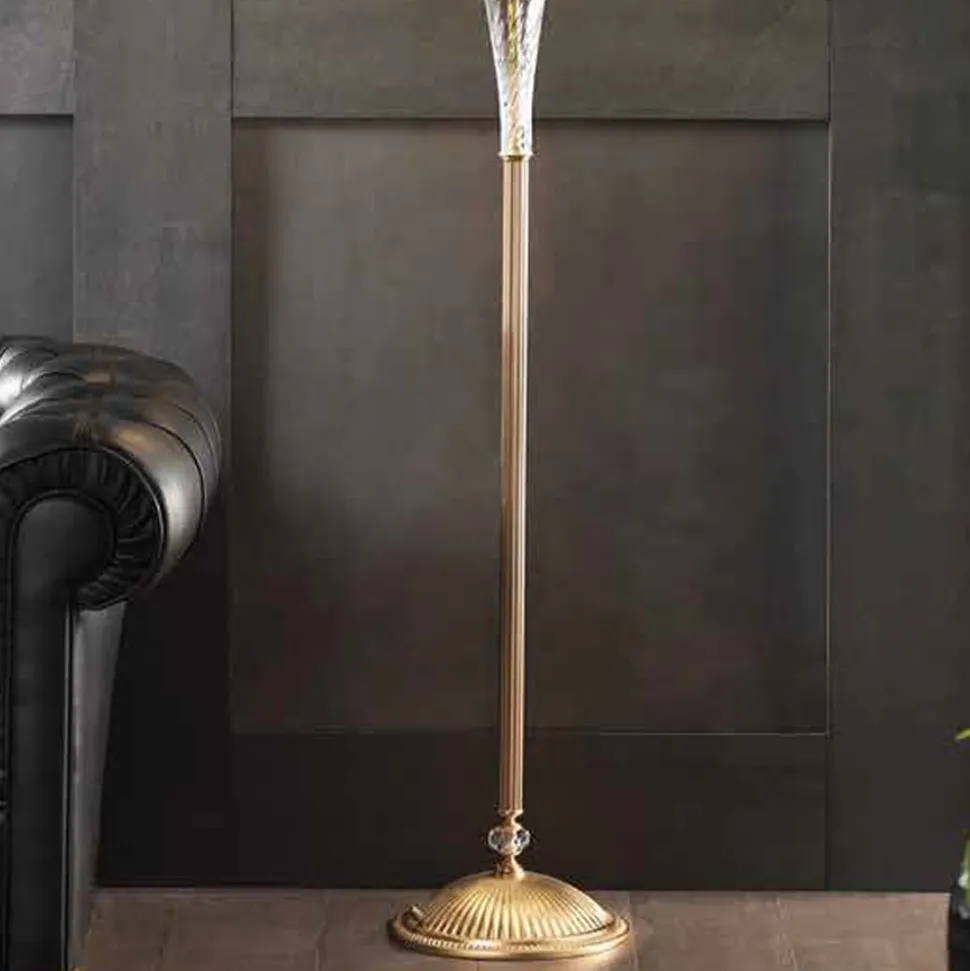 Lampada da Terra Classica in Vetro Artigianale e Paralume Lusso - Flanders