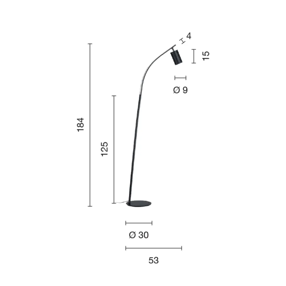 Lampada da Terra con Faretto Orientabile e Seconda Luce sul Dorso - Canfora