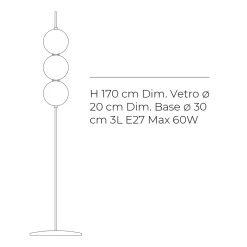 Lampada da Terra con Tre Lumi in Vetro Incamiciato Made in Italy - Lumira