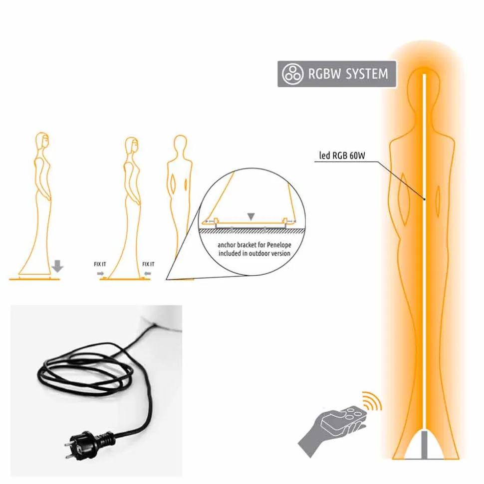 Lampada da Terra da Giardino con Luce Led RGBW Design a Statua - Penelope by Myyour