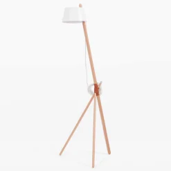 Lampada da Terra di Design in Legno di Faggio e Metallo Laccato - Avetta