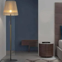 Lampada da Terra di Design in Metallo, Legno e Organza Made in Italy - Boom