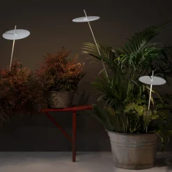 Lampada da Terra Giardino Alluminio Bianco Design a Foglia Ninfea - Cipriam