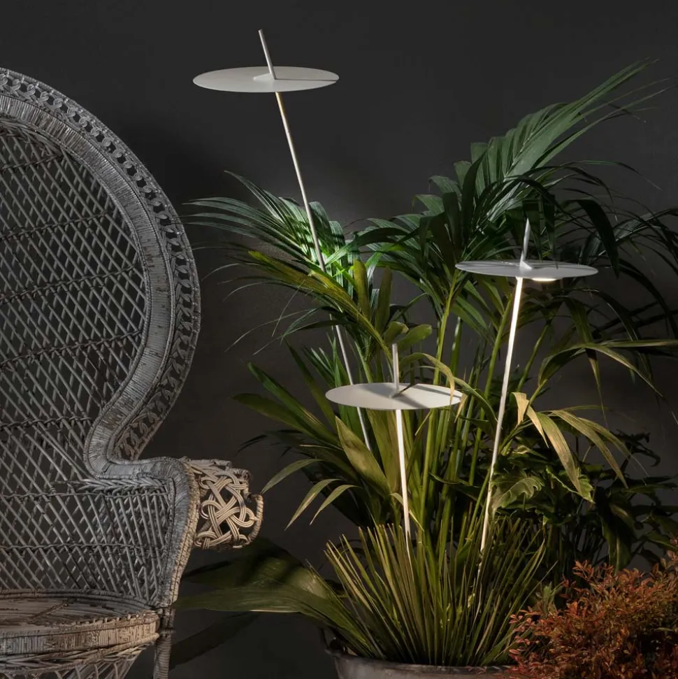 Lampada da Terra Giardino Alluminio Bianco Design a Foglia Ninfea - Cipriam