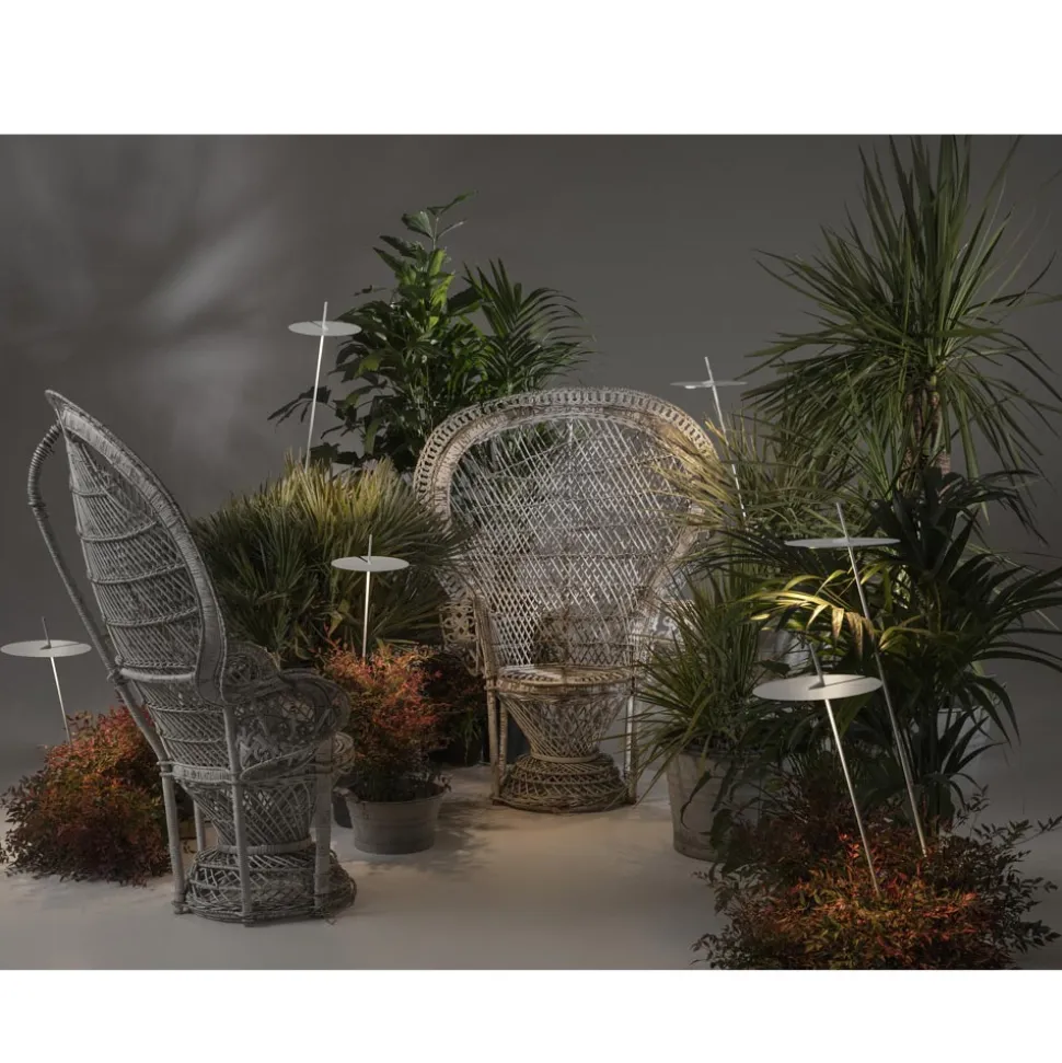 Lampada da Terra Giardino Alluminio Bianco Design a Foglia Ninfea - Cipriam