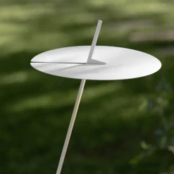 Lampada da Terra Giardino Alluminio Bianco Design a Foglia Ninfea - Cipriam