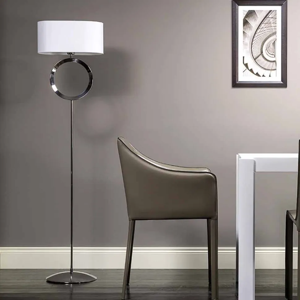 Lampada da terra in acciaio con paralume bianco Hmax 149,5cm Moon