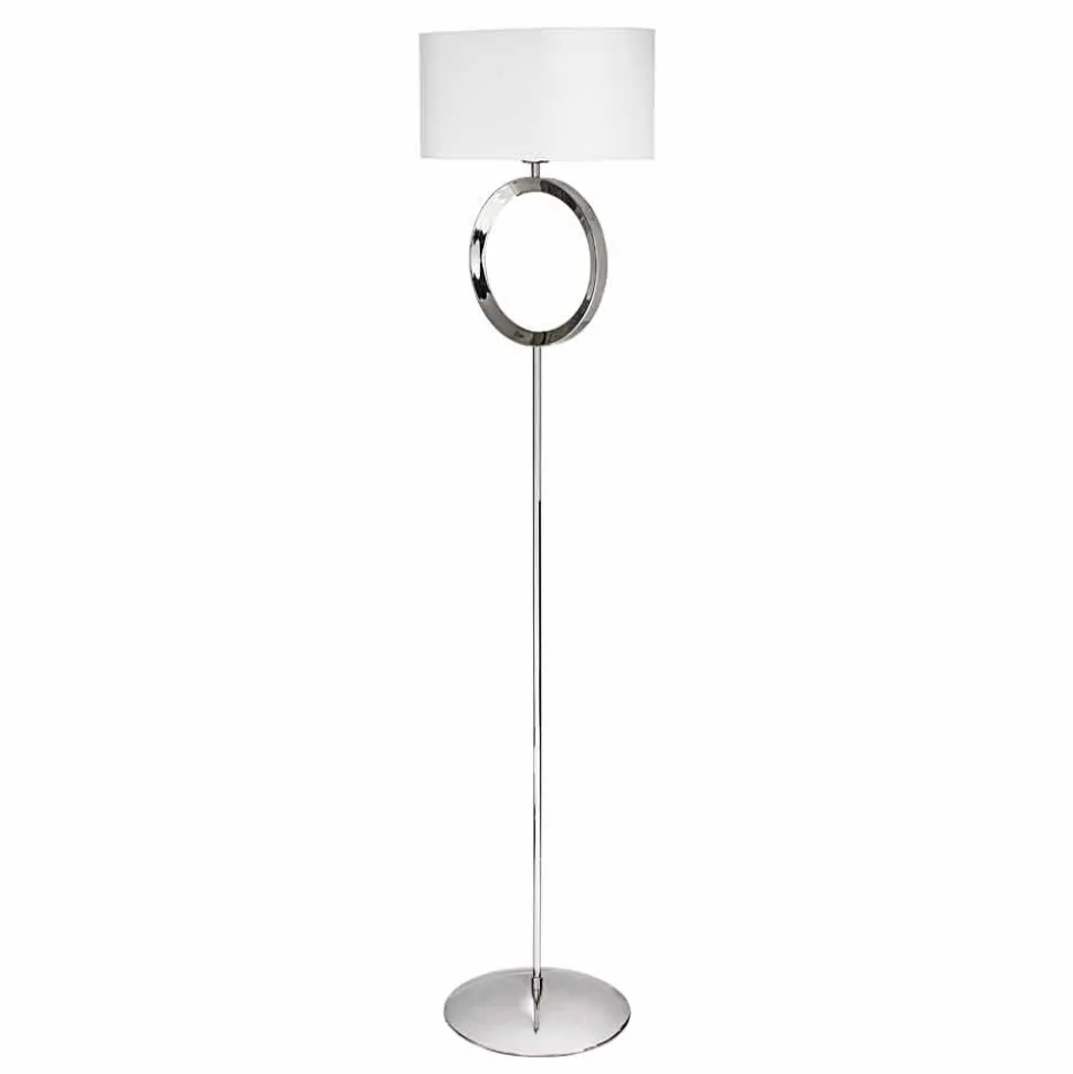 Lampada da terra in acciaio con paralume bianco Hmax 149,5cm Moon