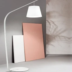 Lampada da Terra in Metallo con Paralume Rivestito in Tessuto - Rivella