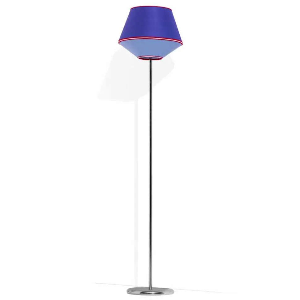 Lampada da Terra in Metallo Cromato con Paralume in Tessuto Made in Italy - Soya