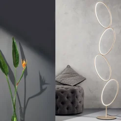 Lampada da Terra in Metallo Finitura Oro con LED Dimmerabile - Raissa