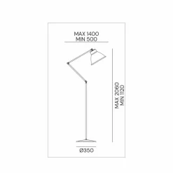 Lampada da Terra in Ottone e Ferro con Snodo Stile Vintage - Loft by Il Fanale