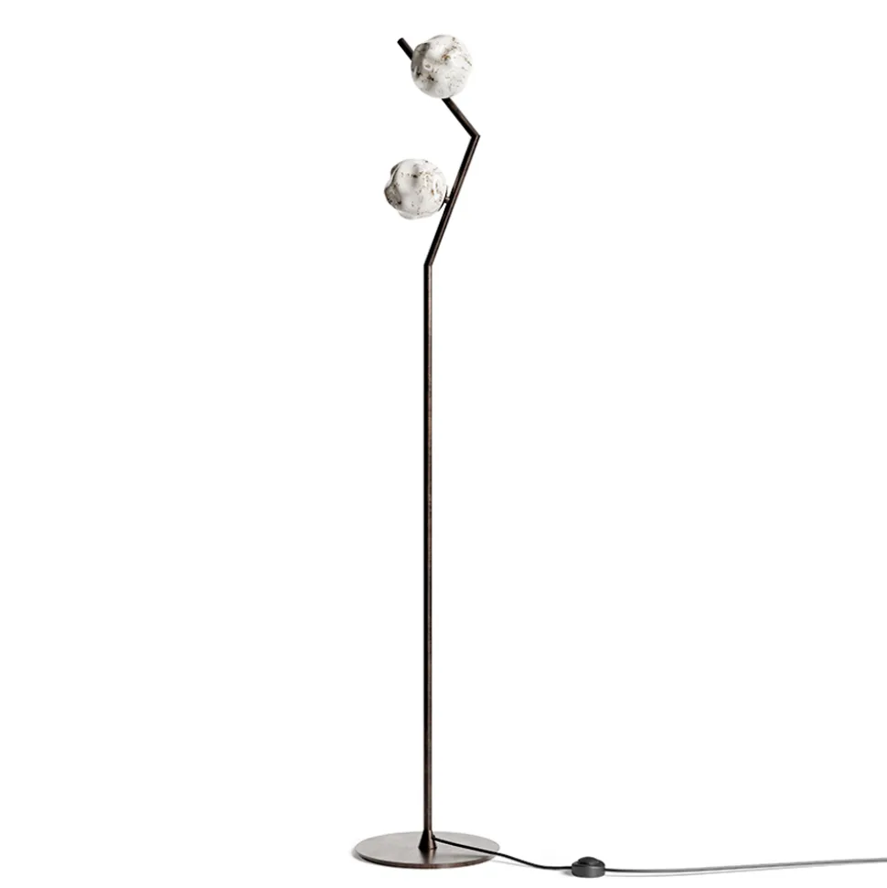 Lampada da Terra in Ottone Scuro e Vetro Stone Made in Italy - Bottega