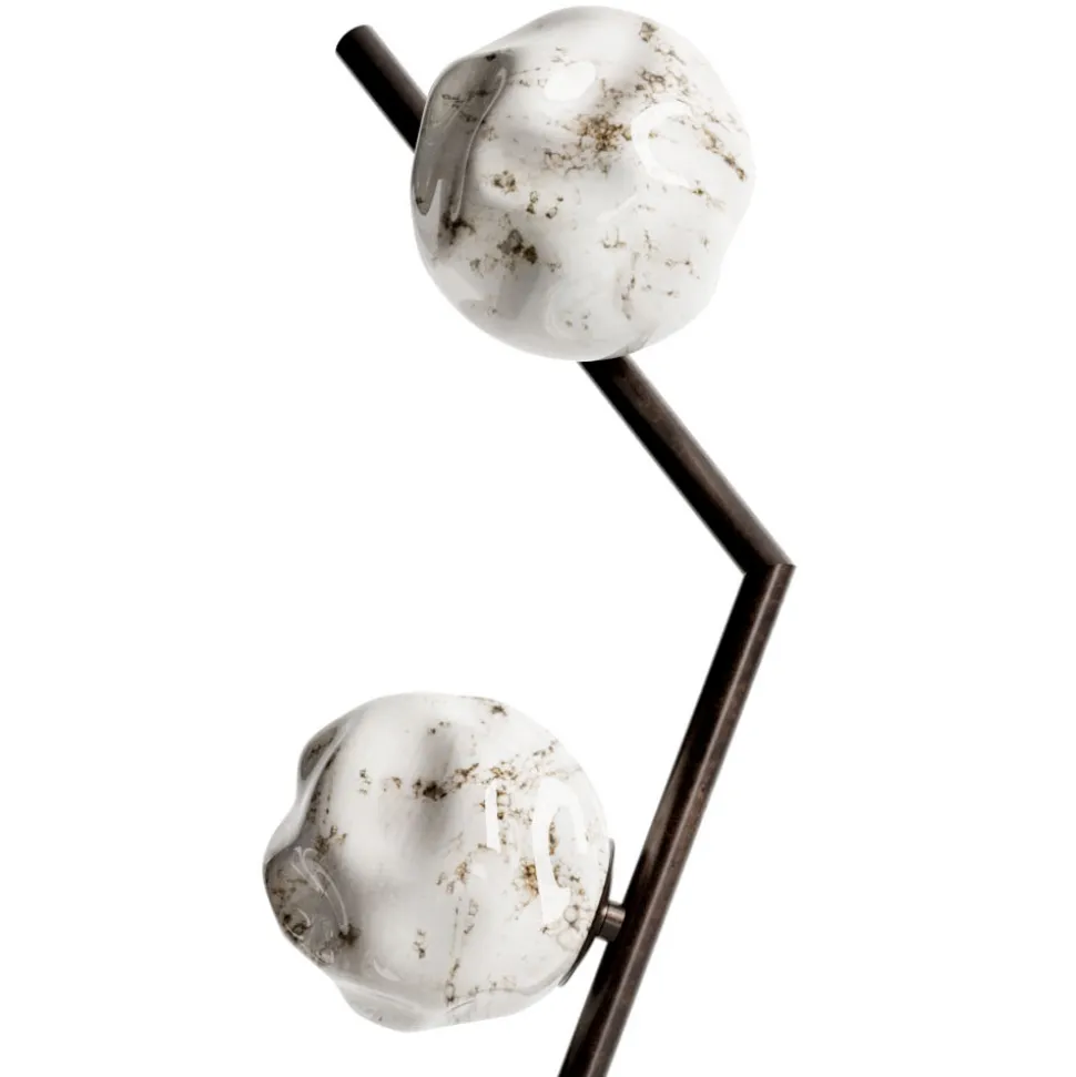Lampada da Terra in Ottone Scuro e Vetro Stone Made in Italy - Bottega