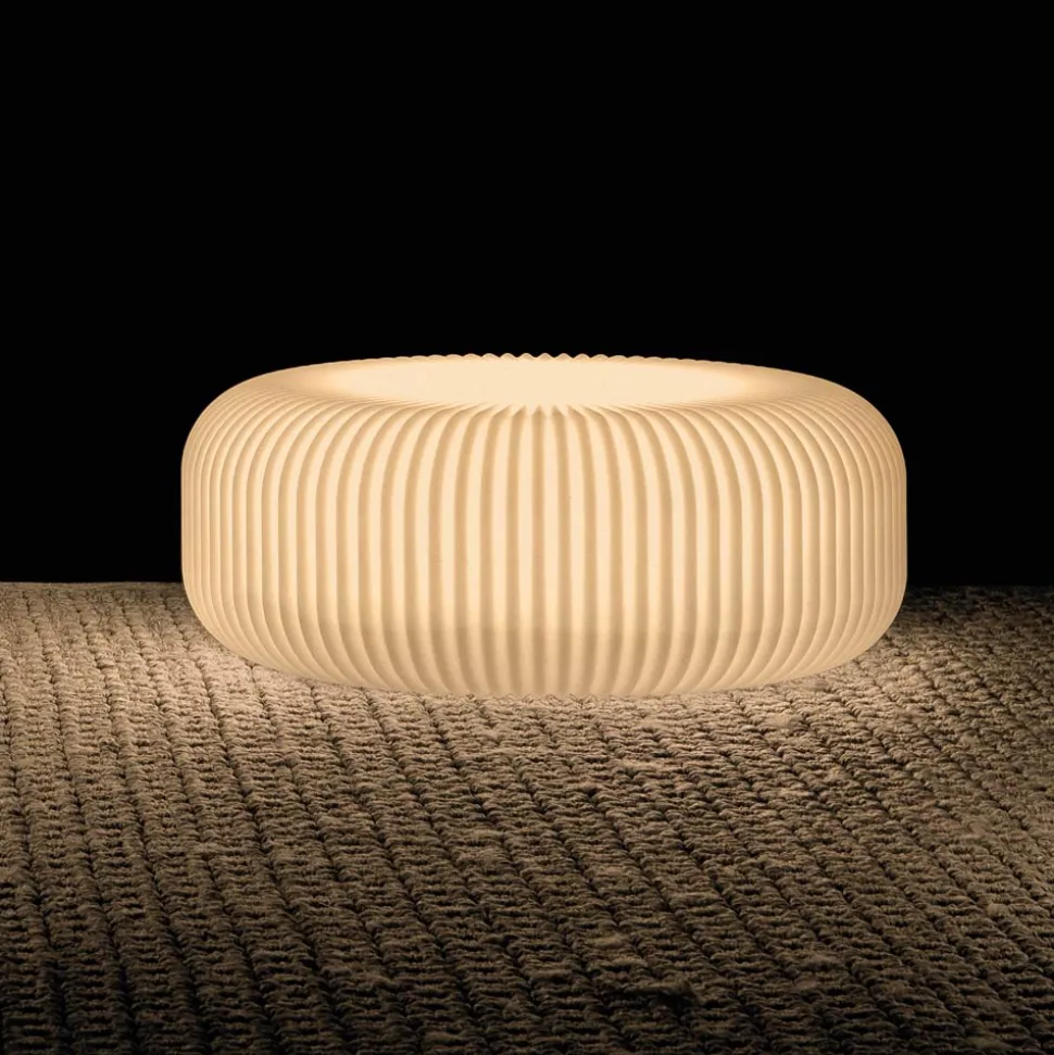 Lampada da Terra in Polietilene Alabastro per Esterni Made in Italy - Disco
