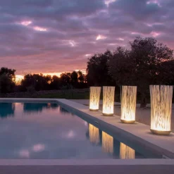 Lampada da Terra Led in Tecnopolimero Grigio e Bacchette in Pvc Bianco - Tatto