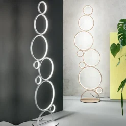 Lampada da Terra LED Moderna in Metallo Verniciato Oro o Argento - Punto