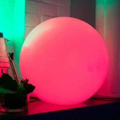 Lampada da Terra Led Multicolore in polietilene Bianca, Design Tondo - Globostar
