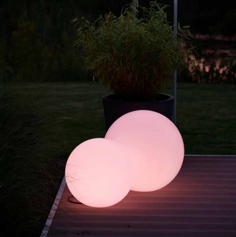 Lampada da Terra Led Multicolore in polietilene Bianca, Design Tondo - Globostar