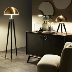 Lampada da Terra Moderna in Metallo e Ottone Spazzolato Made in Italy - Peter