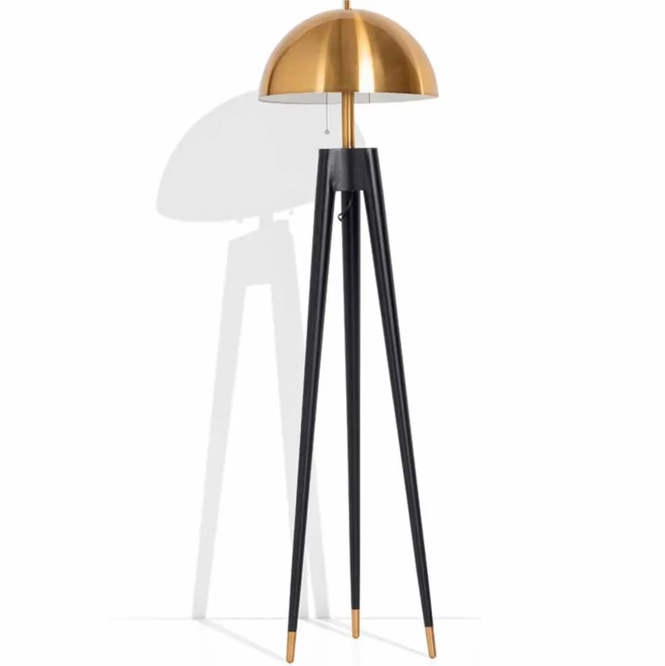 Lampada da Terra Moderna in Metallo e Ottone Spazzolato Made in Italy - Peter